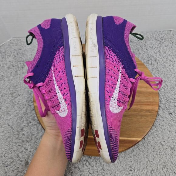 Nike Women 8 Free 4.0 Flyknit Club Pink Court Purple Athletic Daily Running Shoe - Picture 7 of 12